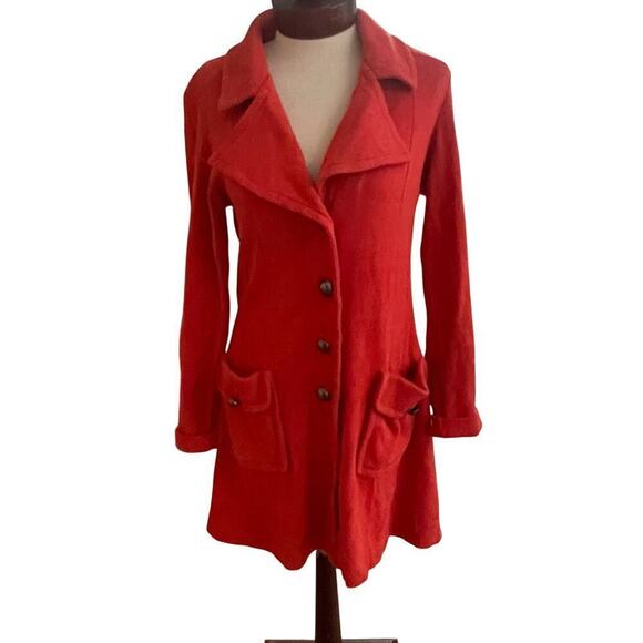 Nic Zoe Tomato Red Jacket Long Coat Size Medium Stretch Orange Nic+Zoe - Picture 1 of 5